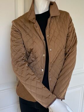 Massimo Dutti Women’s Quilted Jacket Brown Bronze Riding Style Coat